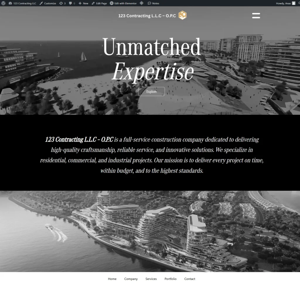 123contracting.ae Website Full Screenshot