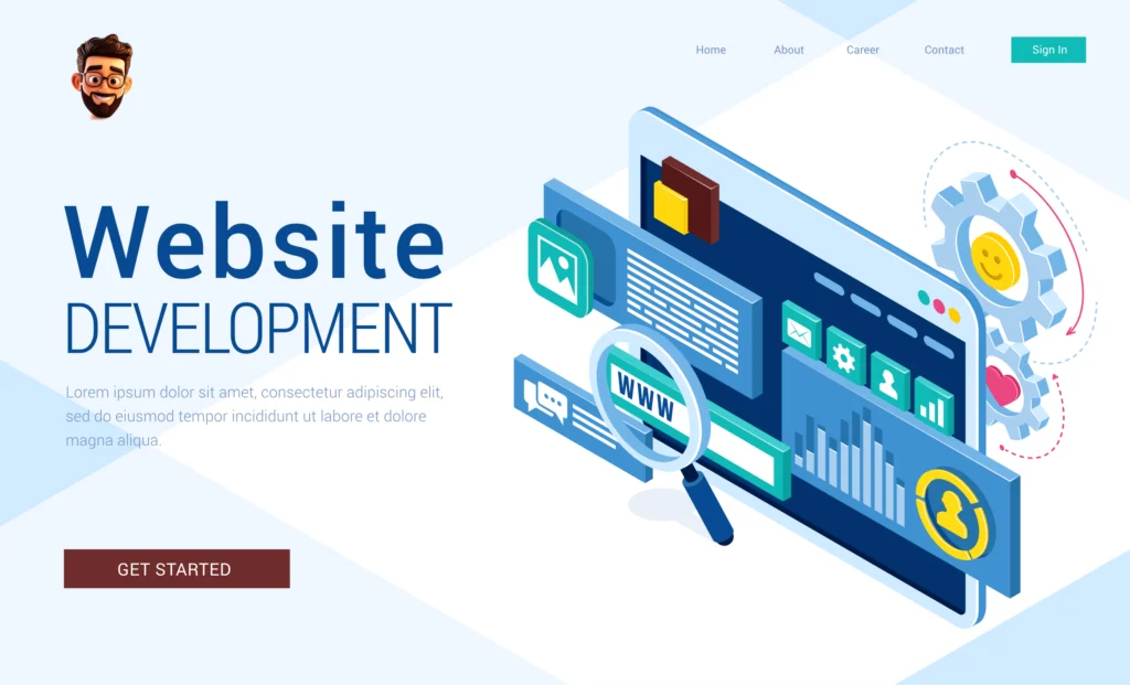 Vector elements represent a screen shot of webdesign freelancer