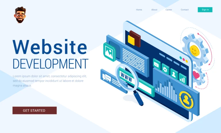 Vector elements represent a screen shot of webdesign freelancer
